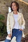 Made in Italy Runa Leather Look Relaxed Blazer Ecru